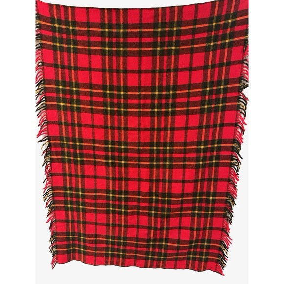 Faribault Wool Mill Other - VTG Wool Blanket Throw Faribault Woolen Mill USA 64x46 Red Black Yellow Plaid